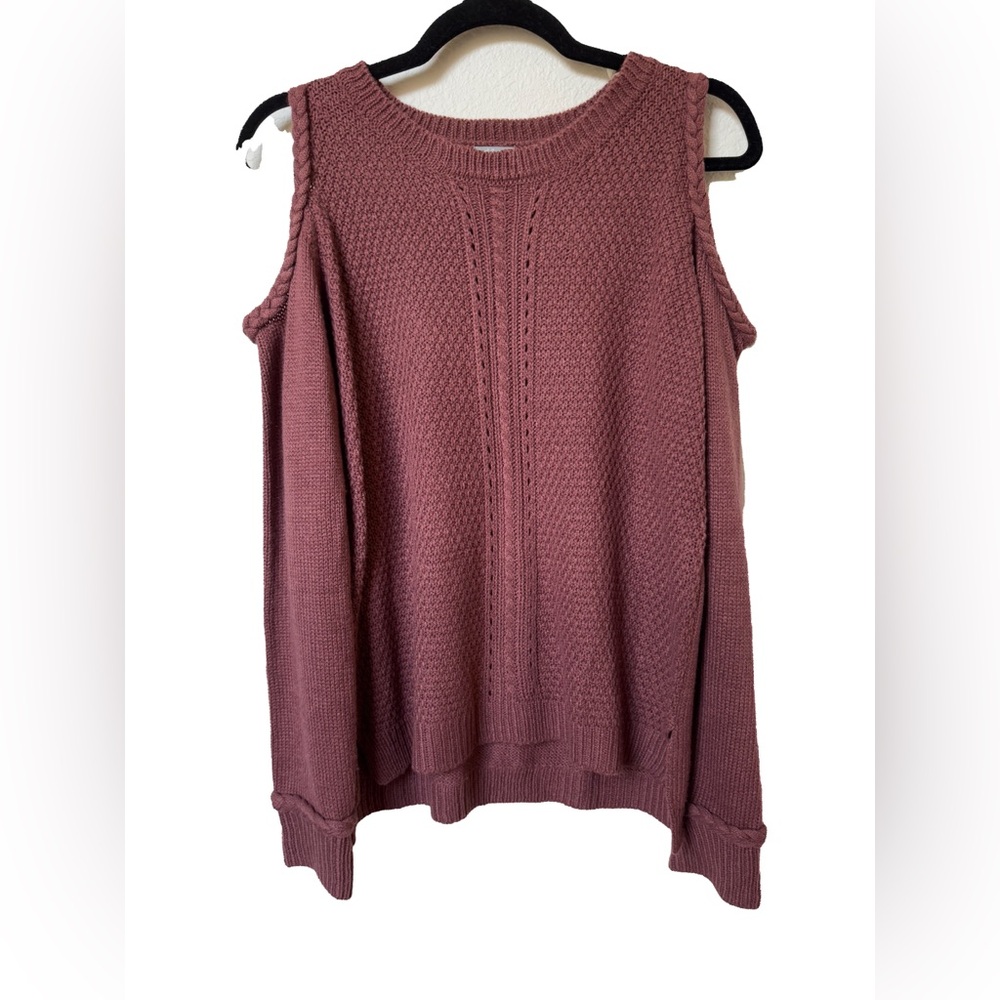 Charlotte Russe Brick Red Cold-Shoulder Sweater Size S - Cute & Cozy!